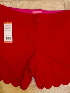 Isaac Mizrahi Red Scallop-Hem Women's Shorts
